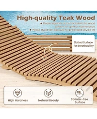 Gymax Outdoor Folding Teak Wood Chaise Lounge Chair w/Curved Lying Area