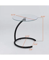 Kings Brand Furniture Modern Round End Table / C with Tempered Glass Top – Chrome Metal Frame Accent Side for Living Room, Bedroom,