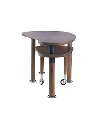 Rainsken 360° Rotatable Coffee Table, Nesting Coffee Tables with Swivel Function, Modern Wood Oval Center Table for Living Room