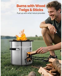 Ecooso Portable Stainless Steel Camping Rocket Stove with Carry Bag Single Door