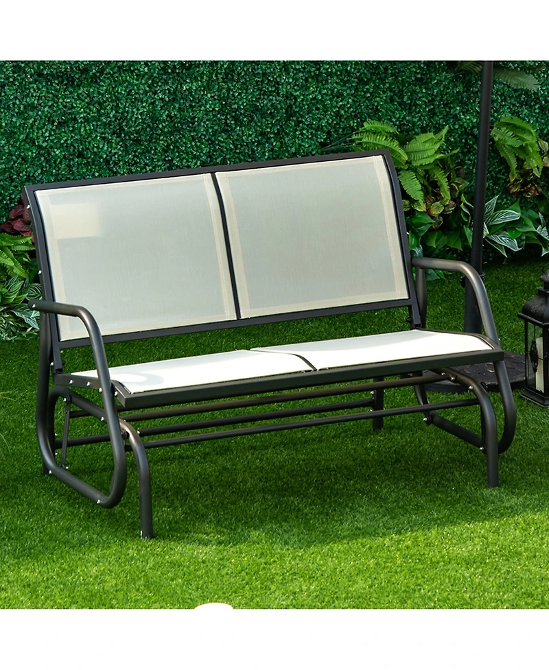Clihome 2-Person Outdoor Glider Bench, Patio Double Swing Rocking Chair Loveseat w/ Powder Coated Steel Frame