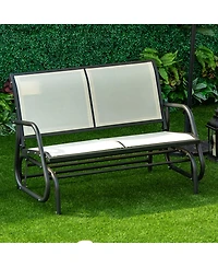 Clihome 2-Person Outdoor Glider Bench, Patio Double Swing Rocking Chair Loveseat w/ Powder Coated Steel Frame