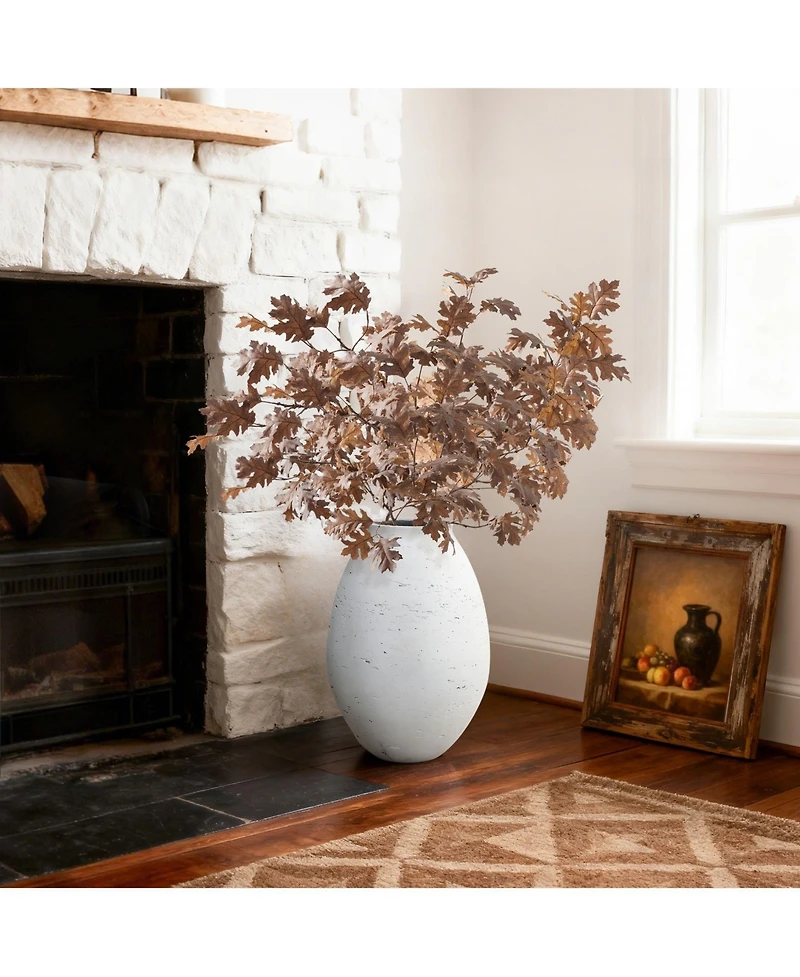 LuxenHome Antique White Cement Bulb Vase, Tall Home Accent for Floor and Tabletops