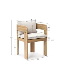 LuxenHome Set of 2 Modern Outdoor Acacia Wood Armchair with Cushions, Patio Lounge Seating