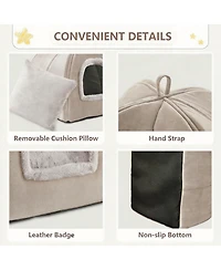 Aronkl Foldable Cat Bed Cave Tent with Removable Washable Pillow Durable Scratch Resistant for Indoor Cats Kittens Pets