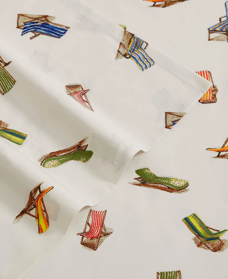 Tommy Bahama Home Beach 200-Thread Count Chairs Cotton Percale 3-Pc. Sheet Set, Twin