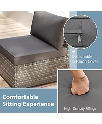 Gymax 5PCS Patio Sectional Sofa Couch Pe Rattan Conversation Set Outdoor