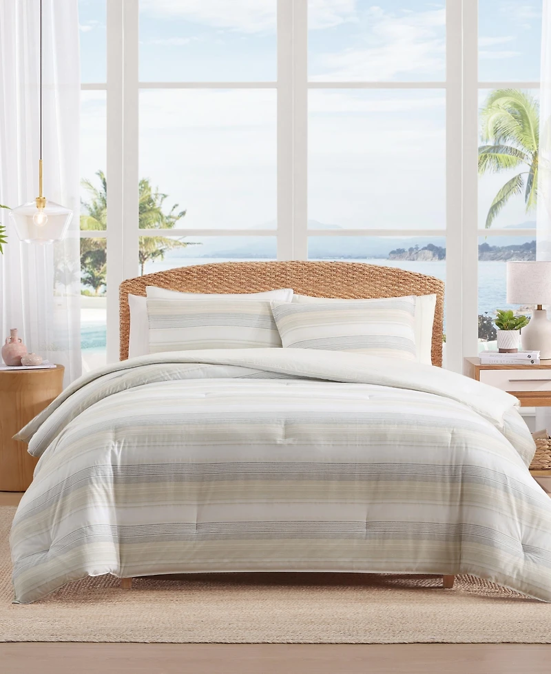 Tommy Bahama Home Canal Island Stripe Cotton 3-Pc. Comforter Set, King