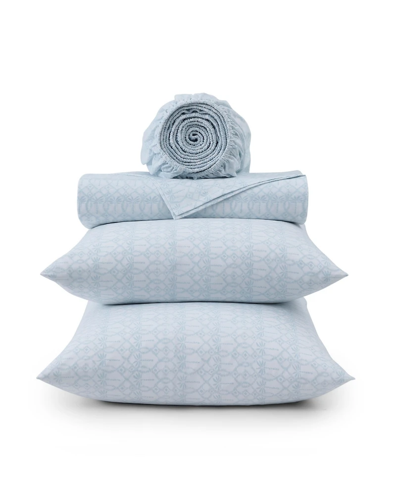 Tommy Bahama Home Palm Tree Ikat 200-Thread Count Washed Cotton 4-Pc. Sheet Set, King