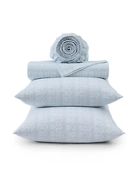 Tommy Bahama Home Palm Tree Ikat 200-Thread Count Washed Cotton 4-Pc. Sheet Set, King