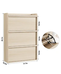 Homfan Shoe Cabinet with 3 Flip Drawers, Hidden Shoe Storage Organizer for Entryway, Wooden Shoe Rack with Adjustable Shelf,Shoe Cupboard