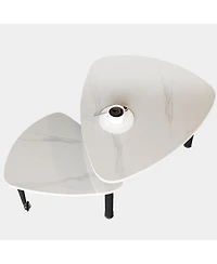 Streamdale Furniture Sintered Stone Rotating Coffee Table with Solid Wood Legs