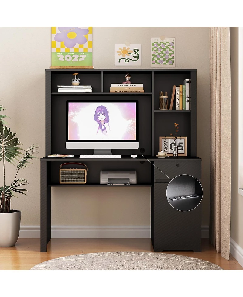 Streamdale Furniture Computer Desk with Hutch & Bookshelf, Wood Executive Desk for Home Office