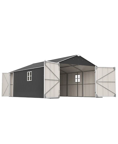 Streamdale Furniture 12x20 Ft Metal Shed Garage - 1810 Cuft, Double-Door, All-Weather Storage