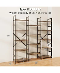 Slickblue 5-tier Triple Wide Heavy-duty Metal Frame Industrial Bookshelf.