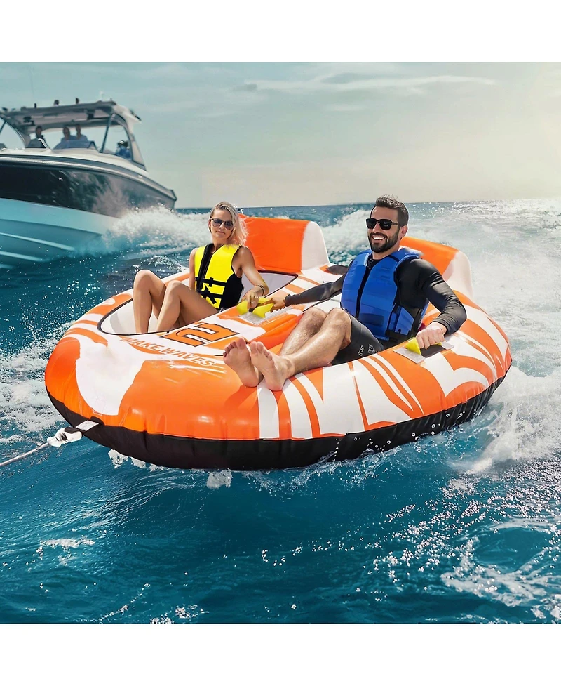 Mecale 2-Person Towable Boat Tube with Dual Cockpits and Nylon Cover