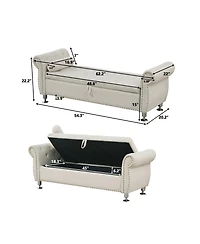 Streamdale Furniture Soft Velvet Storage Bench with Crystal Buttons and Pillow