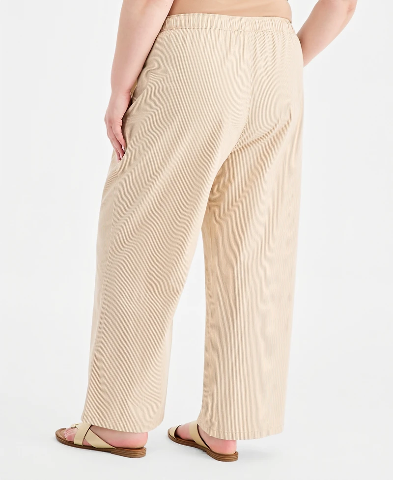 Style & Co Plus Striped Pull-On Wide-Leg Pants, Macy's Exclusive