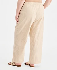 Style & Co Plus Striped Pull-On Wide-Leg Pants, Macy's Exclusive