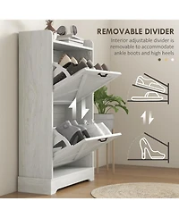 Homcom Slim Shoe Cabinet with 2 Flip Drawers and Adjustable Shelves,