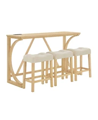 Streamdale Furniture 59" Bar Table Set with 3 Stools & Power Outlet