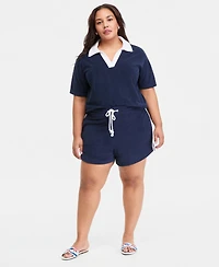 On 34th Trendy Plus Terry Collared Top, Macy's Exclusive