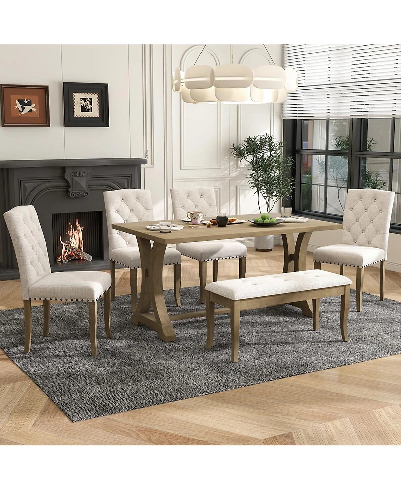 Streamdale Furniture Farmhouse Dining Table Set - 6-Piece