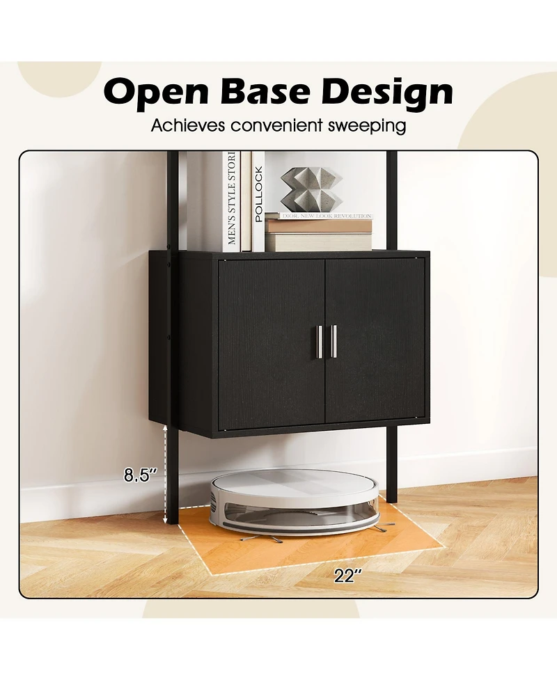 Slickblue 72.5 Inch Tall Bookshelf with Cabinet Anti-Tipping Kits and Metal