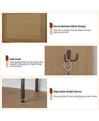 gaomon Rattan Shoe Cabinet with 3 Flip Drawers and 4 Tier Storage Freestanding Organizer Adjustable Shelves Bedroom