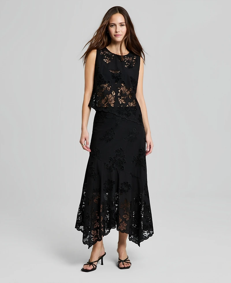 And Now This Women's Cotton Eyelet Asymmetric Top, Macy's Exclusive