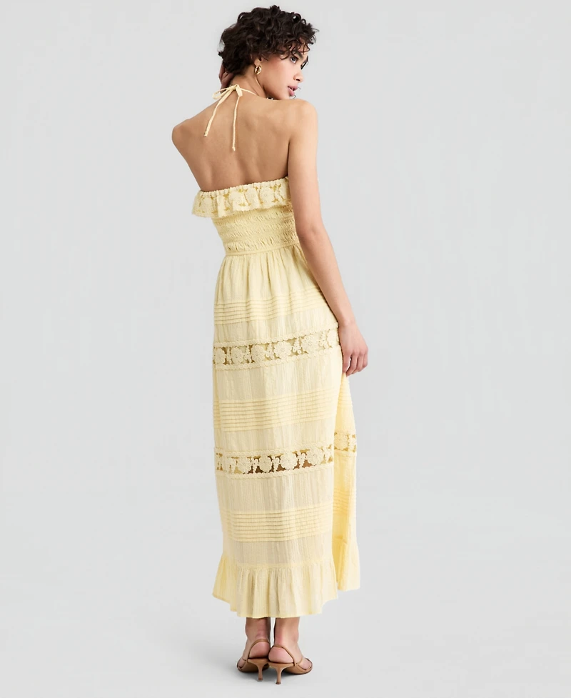 And Now This Women's Cotton Lace-Detail Fit & Flare Maxi Dress, Exclusively at Macy's