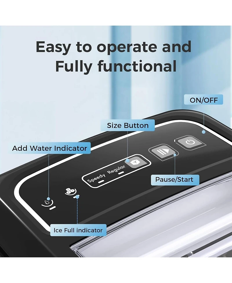 Cowsar Countertop Ice Maker, 33 lbs/Day, 6-Min Cycle, Scoop and Basket