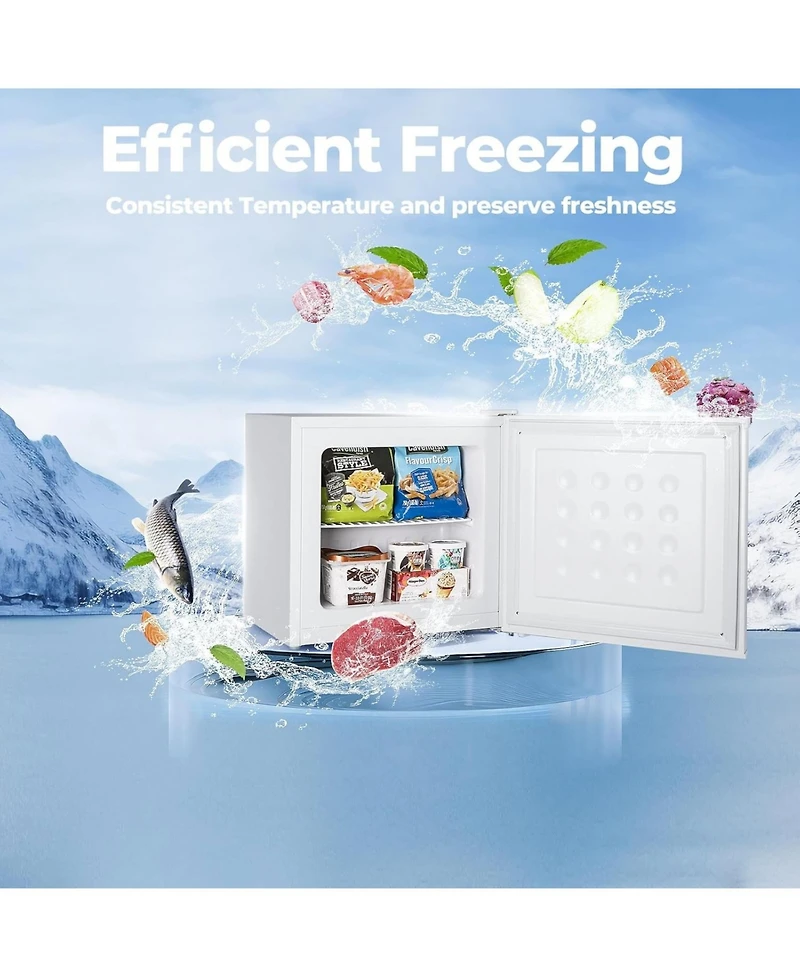 Cowsar 1.2 Cubic Foot Upright Mini Freezer with Adjustable Temperature