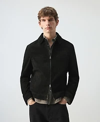 Mango Men's Suede Leather Zipper Jacket