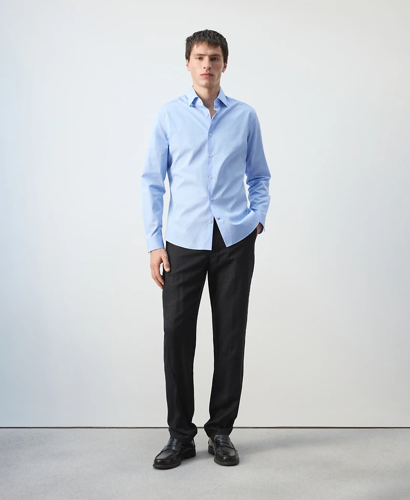 Mango Men's Cotton Striped Slim-Fit Shirt