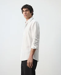 Mango Men's Lyocell Striped Regular-Fit Shirt
