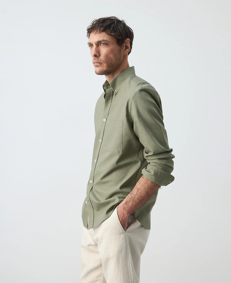 Mango Men's Cotton Striped Regular-Fit Oxford Shirt