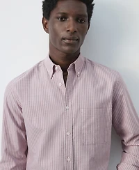 Mango Men's Cotton Striped Regular-Fit Oxford Shirt