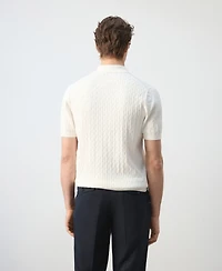 Mango Men's Cotton Braided Knitted Polo Shirt