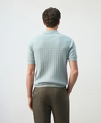 Mango Men's Cotton Braided Knitted Polo Shirt