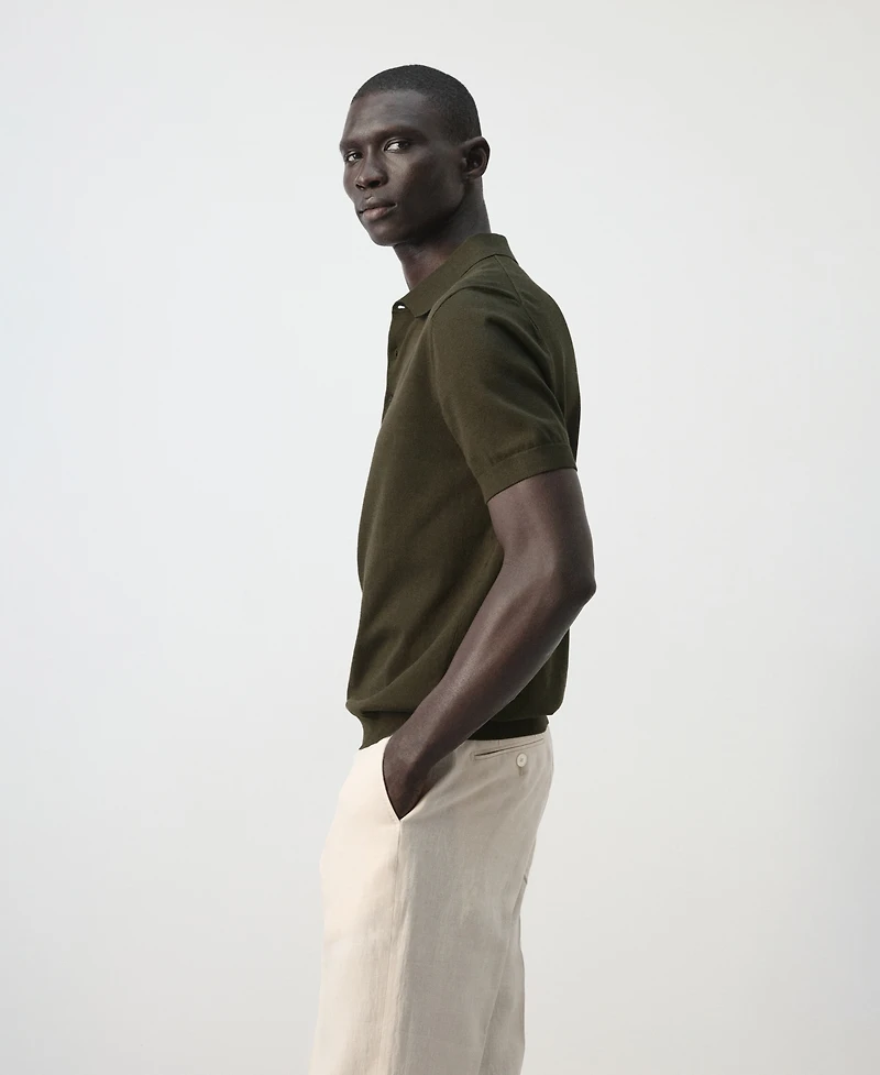 Mango Men's Cotton Fine-Knit Polo Shirt