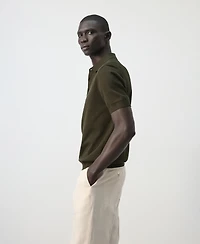 Mango Men's Cotton Fine-Knit Polo Shirt