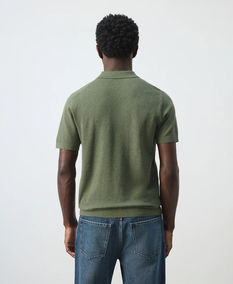 Mango Men's Microstructure Fine-Knit Polo Shirt
