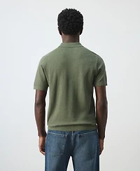 Mango Men's Microstructure Fine-Knit Polo Shirt