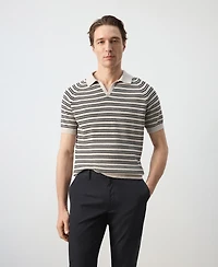 Mango Men's Cotton Striped Knit Polo Shirt