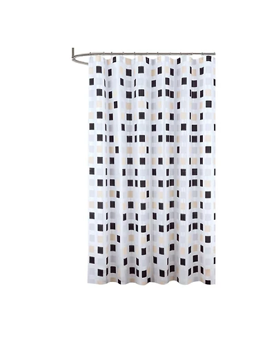 Rt Designers Collection 90GSM Peva Glit Printed Tiles Shower Curtain Tan