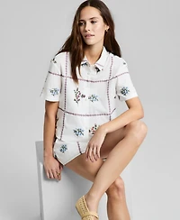 And Now This Women's Cotton Patchwork Camp Shirt, Macy's Exclusive