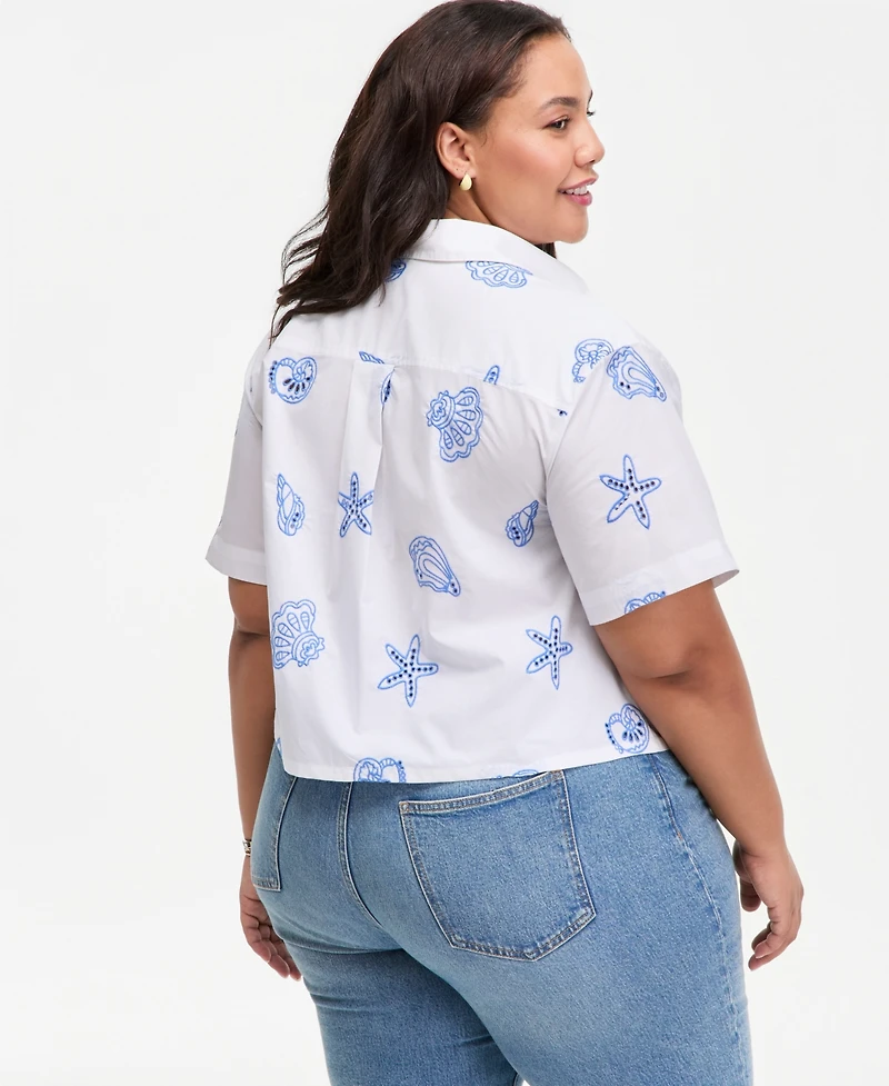 On 34th Trendy Plus Cotton Eyelet-Embroidered Blouse, Macy's Exclusive