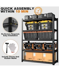 59" Wide Black Metal Shelves with 5 Removable Dividers