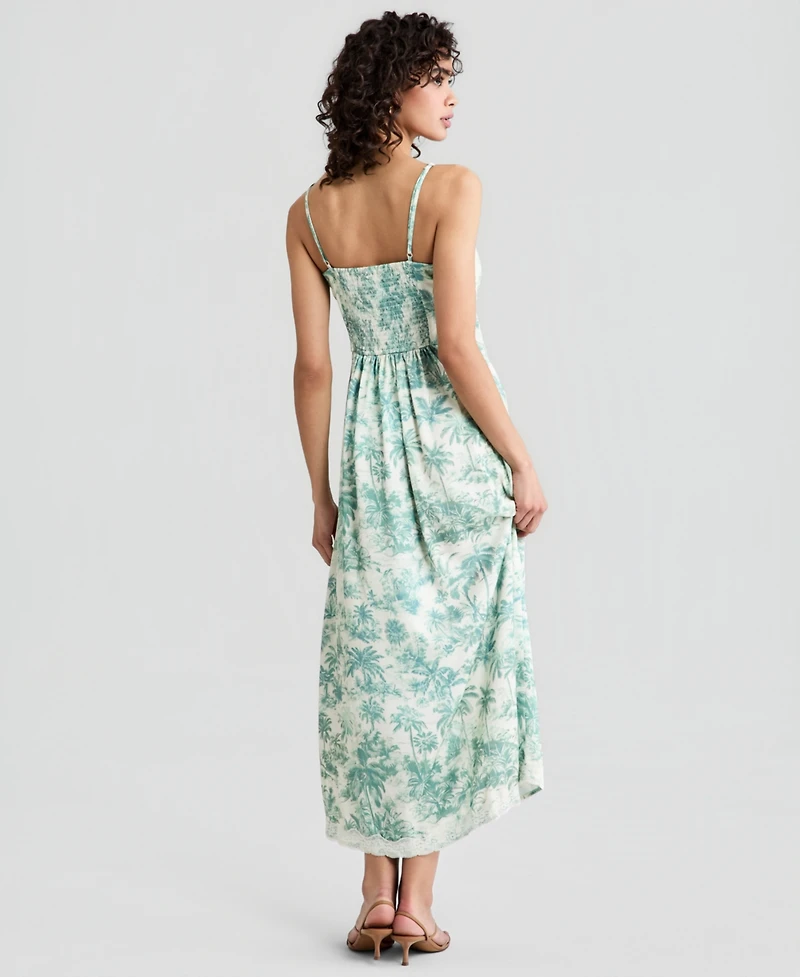 And Now This Women's Printed Lace-Trim Maxi Dress, Macy's Exclusive